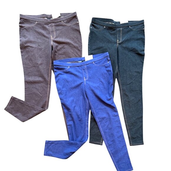 New w Tags 3 HUE Soft & Skinny Leggings Black Purple Brown - Picture 2 of 14